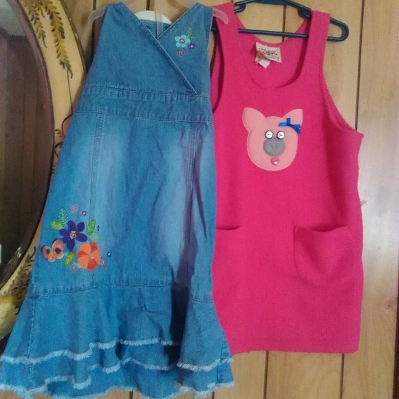 fleece and jean overall dresses#pockets